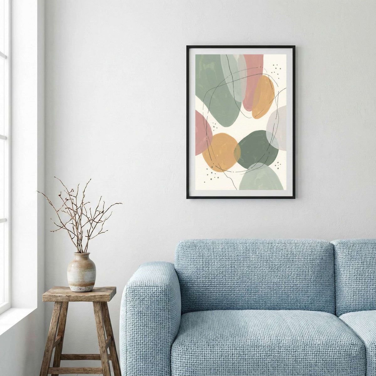 Pastel Terracotta Sage Organic Abstract canvas wall art — alternate a view