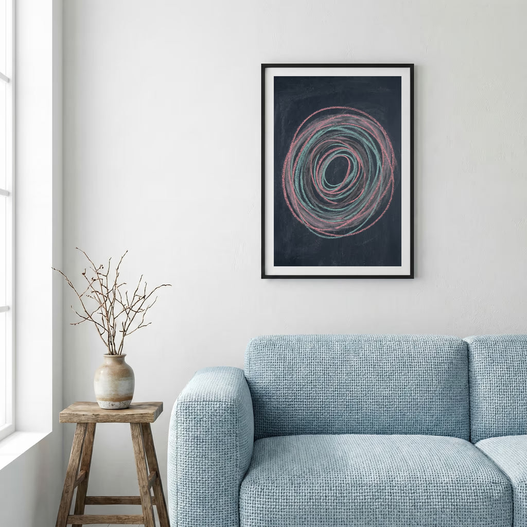 Navy Silver Swoosh Abstract canvas wall art — alternate a view