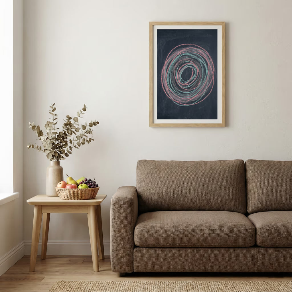 Navy Silver Swoosh Abstract canvas wall art — alternate b view