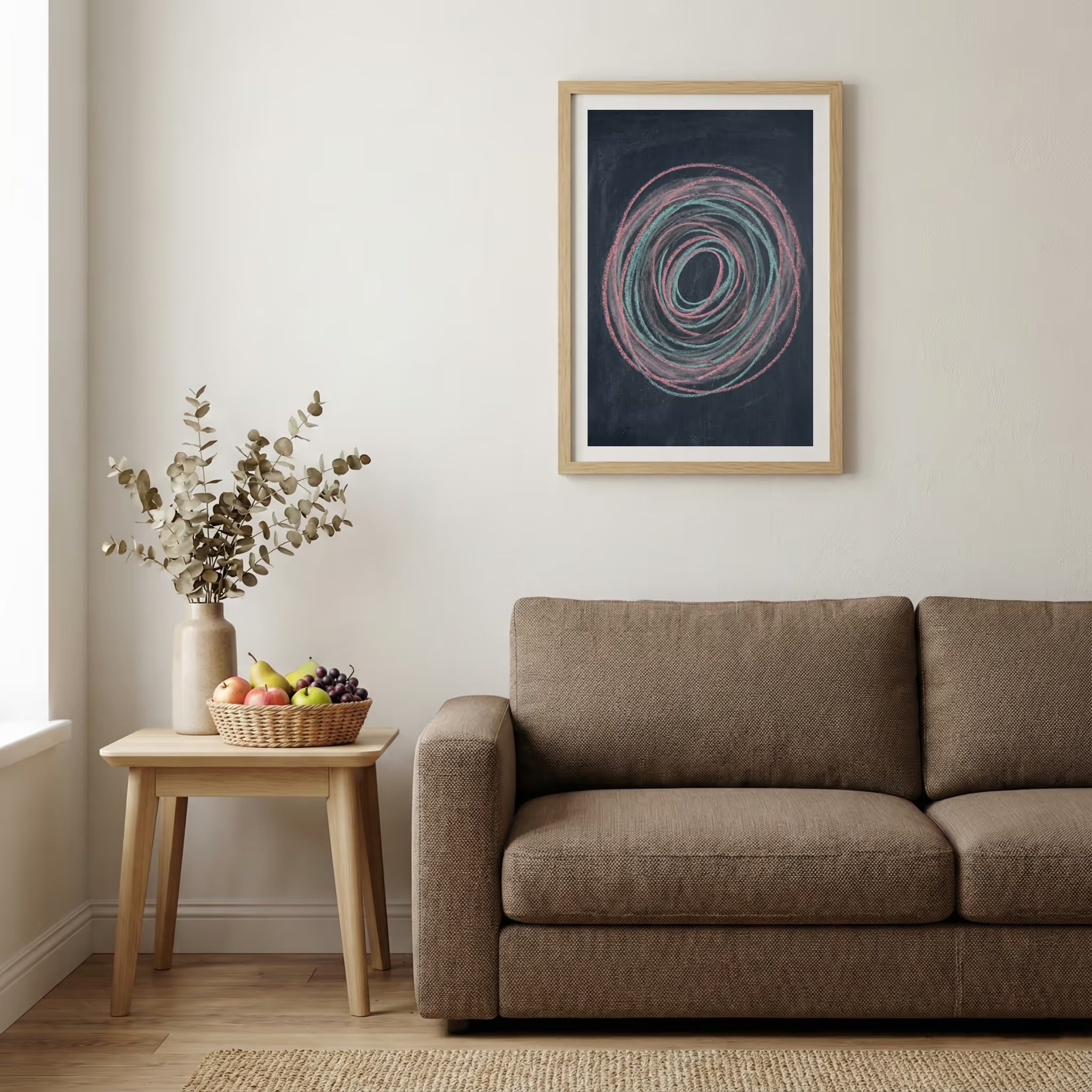 Navy Silver Swoosh Abstract canvas wall art — alternate b view