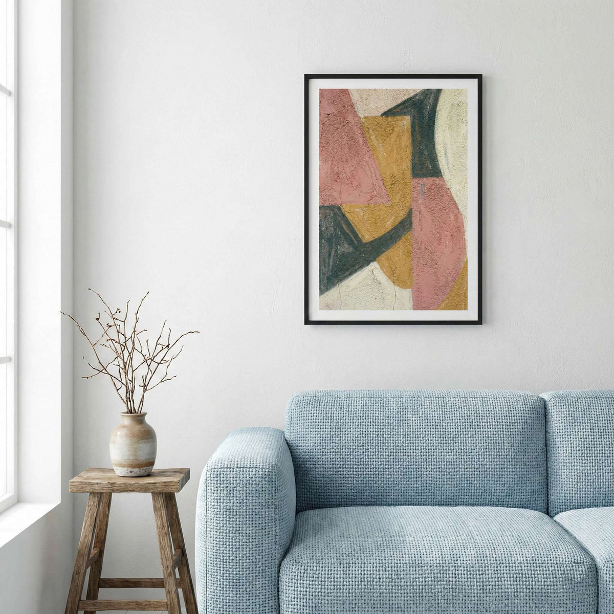 Rust Teal Geometric Abstract canvas wall art — alternate a view