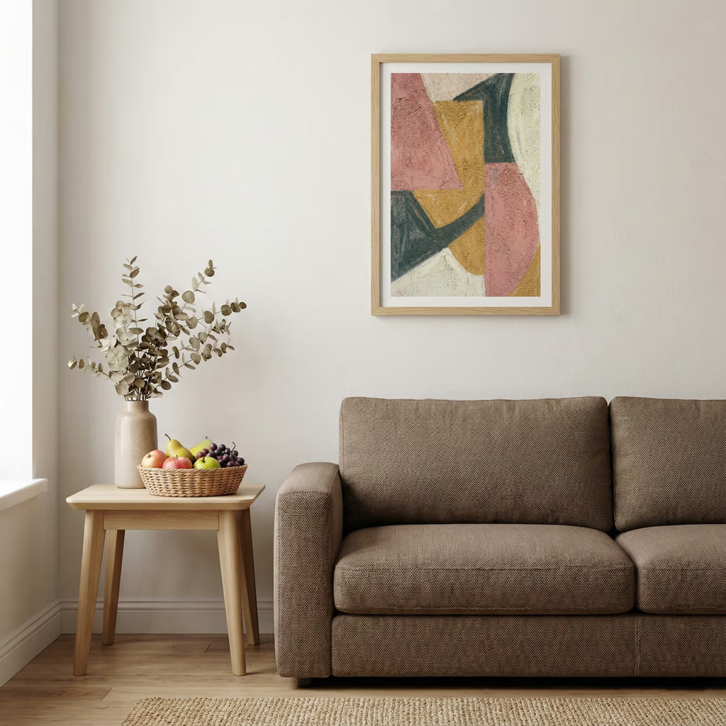 Rust Teal Geometric Abstract canvas wall art — alternate b view