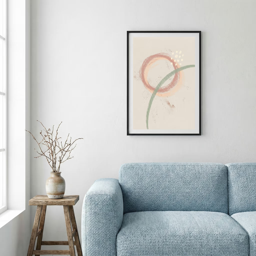 Blush Minimal Circle Abstract canvas wall art — alternate a view