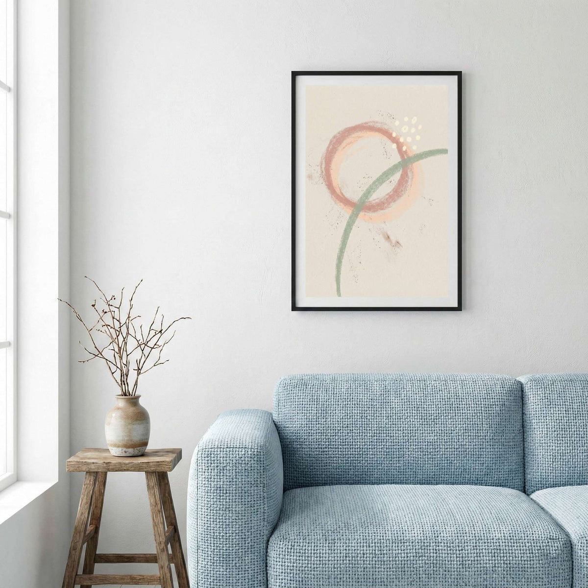 Blush Minimal Circle Abstract canvas wall art — alternate a view