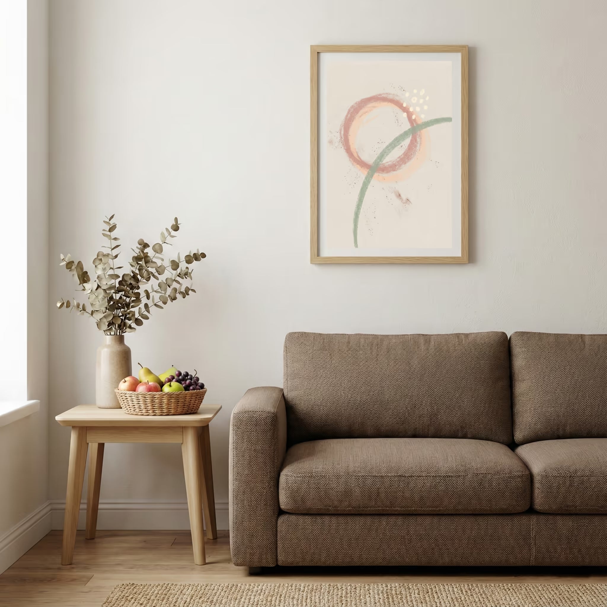 Blush Minimal Circle Abstract canvas wall art — alternate b view