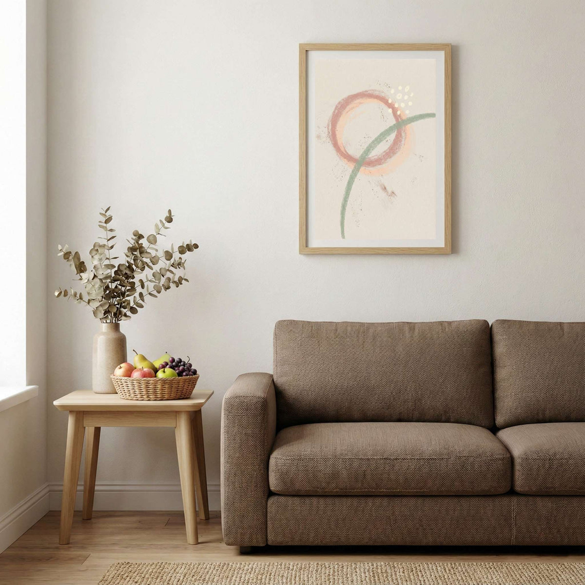 Blush Minimal Circle Abstract canvas wall art — alternate b view