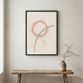 Blush Minimal Circle Abstract canvas wall art in a framed room setting