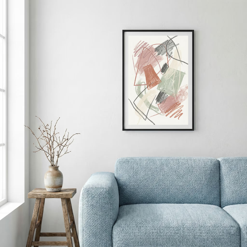 Pink Terracotta Line Abstract canvas wall art — alternate a view