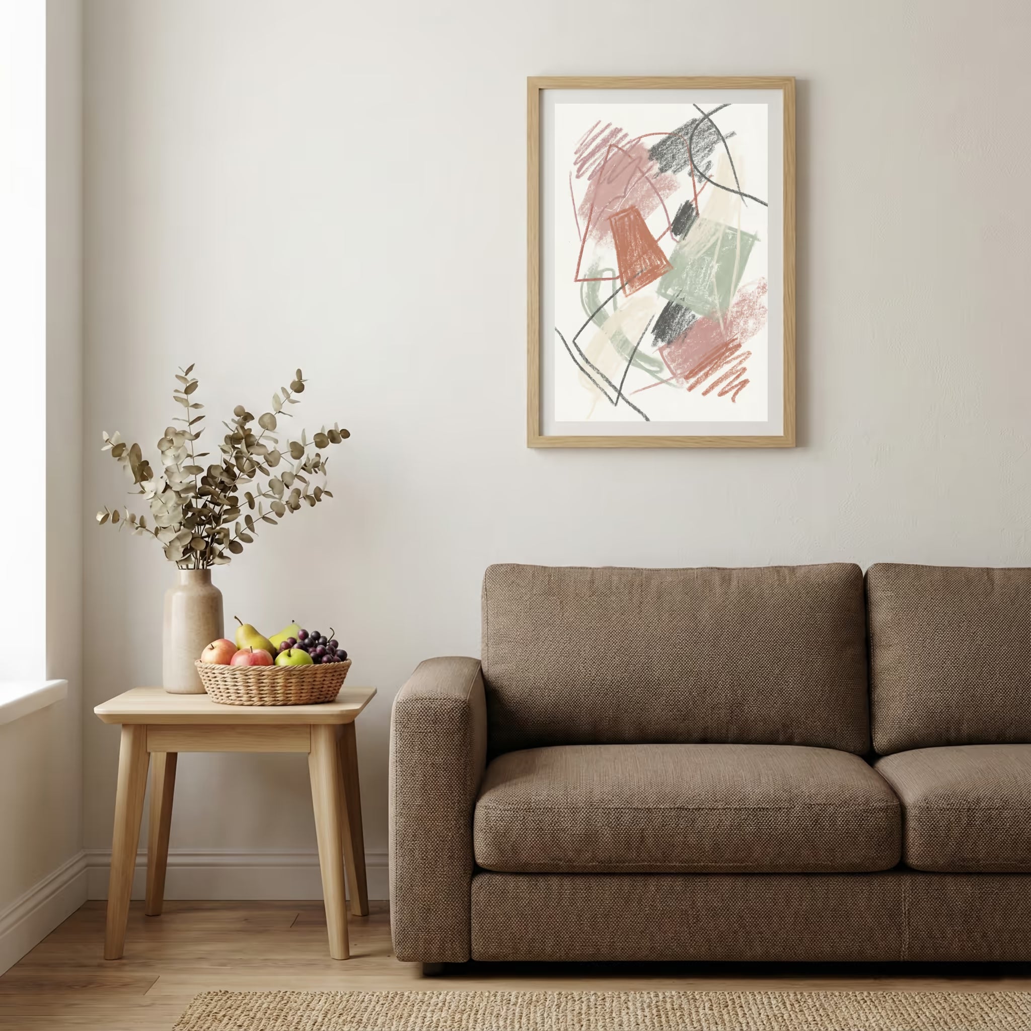 Pink Terracotta Line Abstract canvas wall art — alternate b view