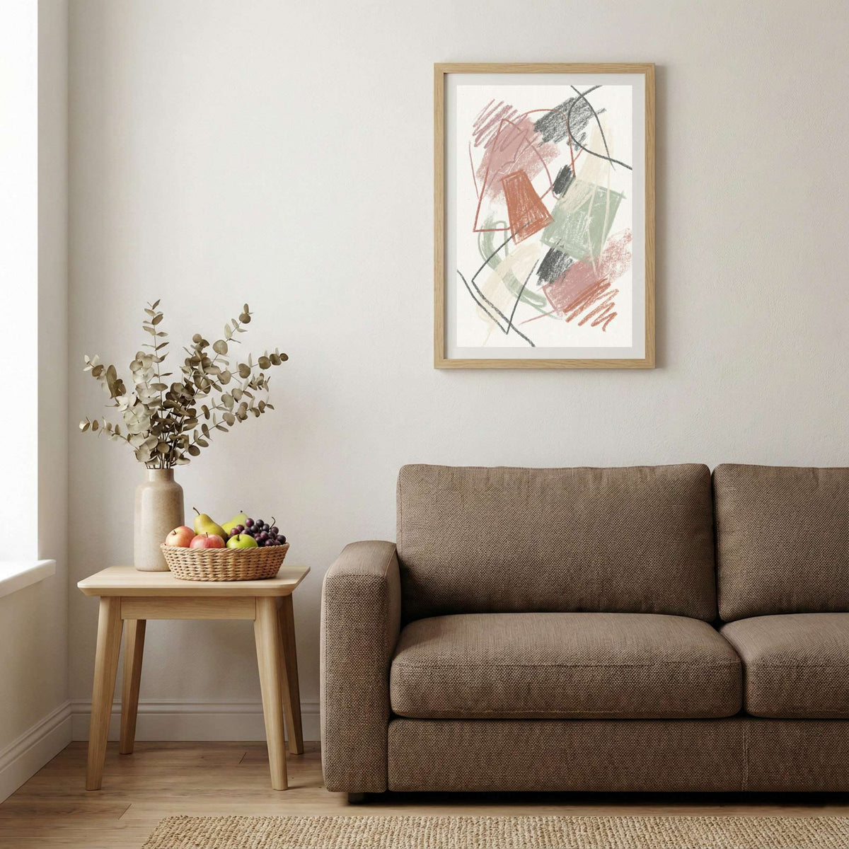 Pink Terracotta Line Abstract canvas wall art — alternate b view