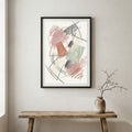 Pink Terracotta Line Abstract canvas wall art in a framed room setting