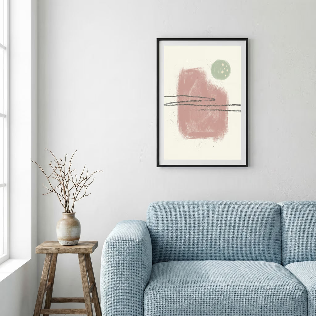 Blush Sage Minimal Abstract canvas wall art — alternate a view