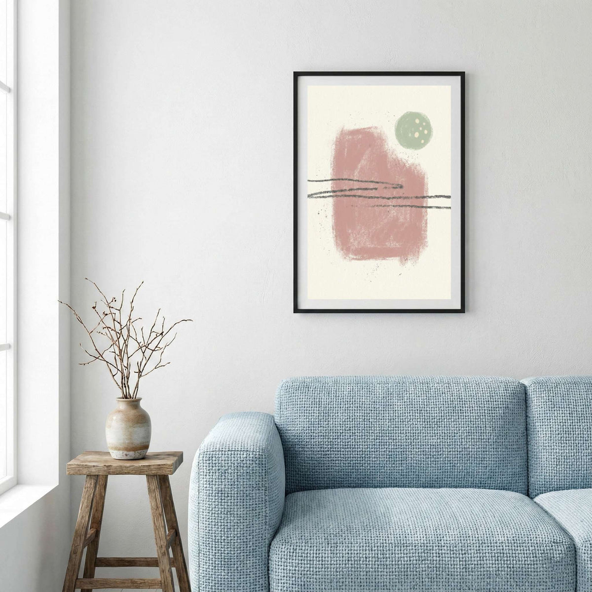 Blush Sage Minimal Abstract canvas wall art — alternate a view