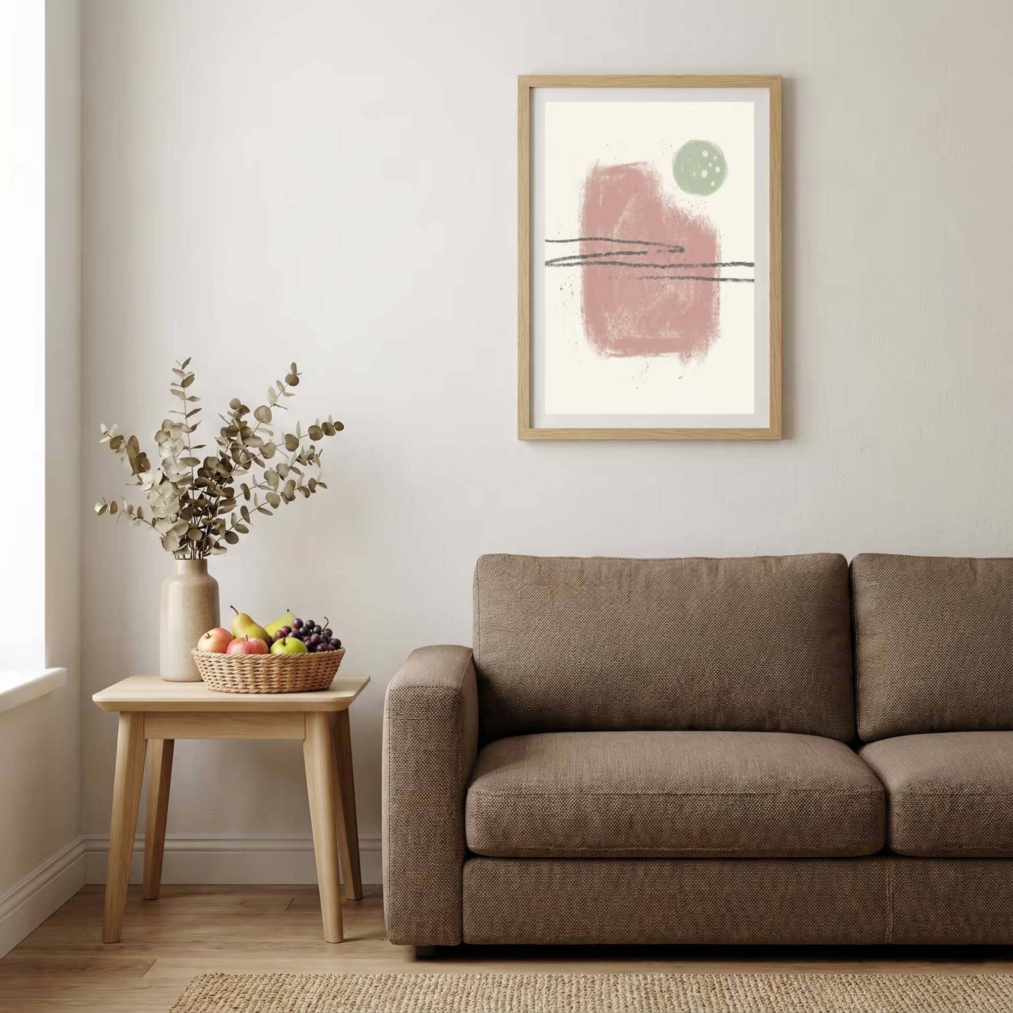 Blush Sage Minimal Abstract canvas wall art — alternate b view
