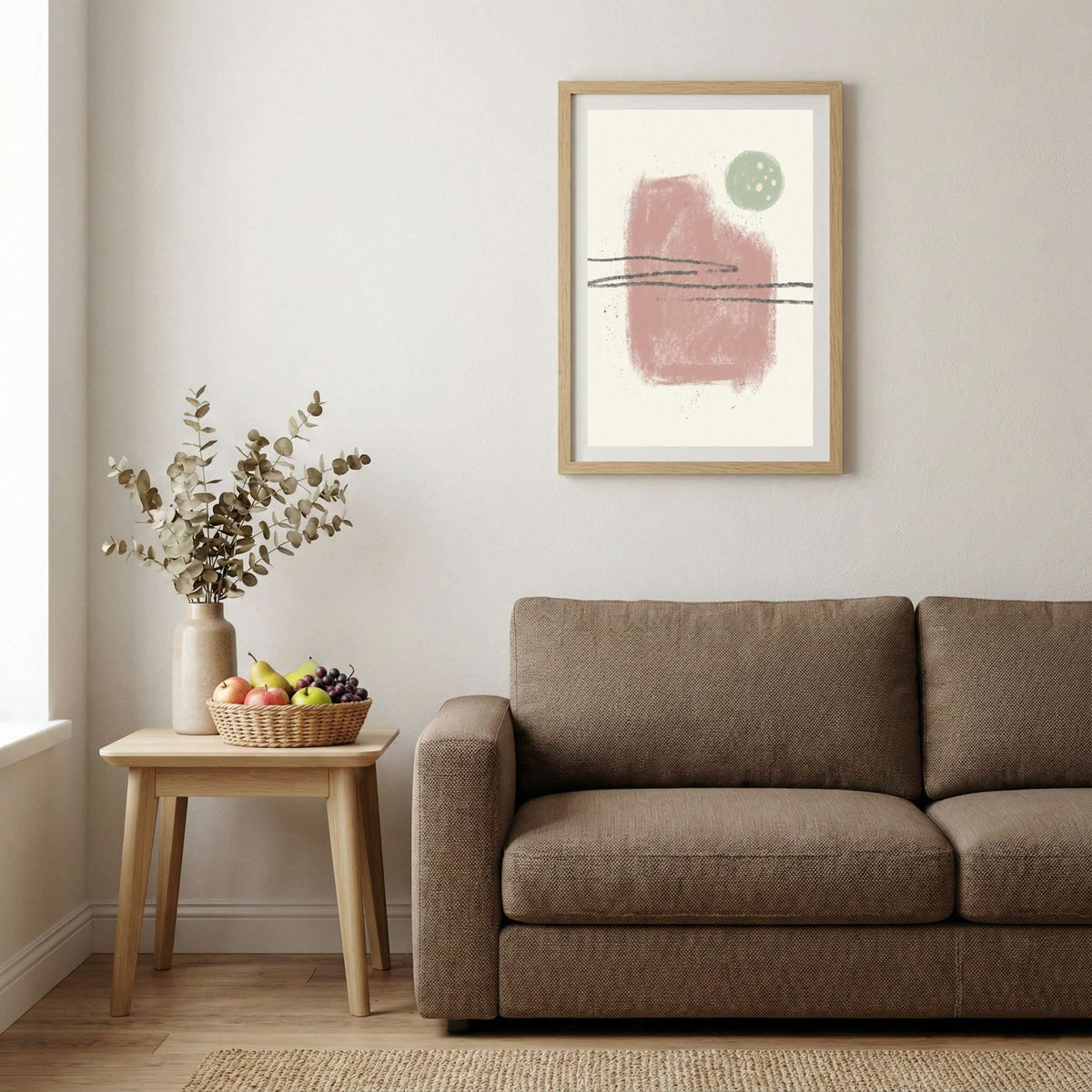 Blush Sage Minimal Abstract canvas wall art — alternate b view