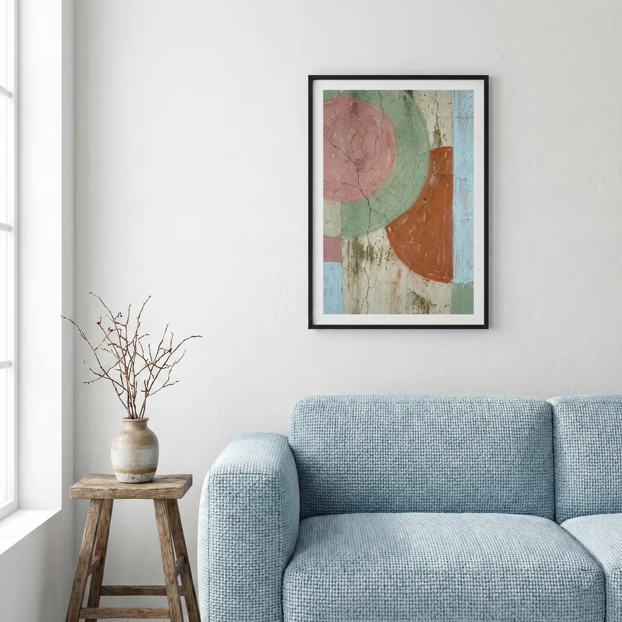 Sage Terracotta Geometric Abstract canvas wall art — alternate a view