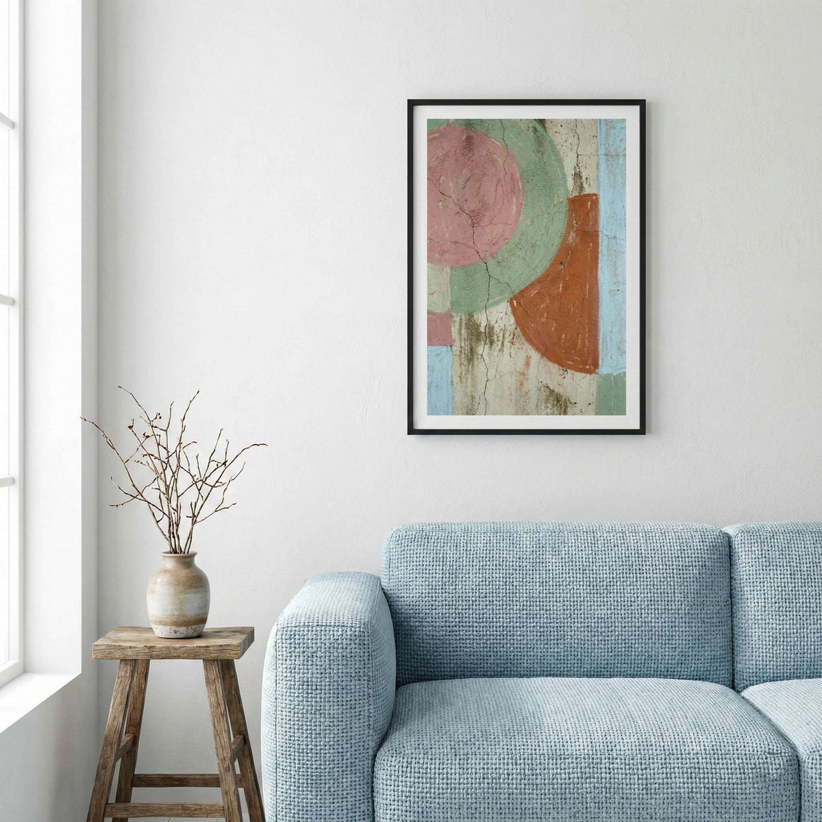 Sage Terracotta Geometric Abstract canvas wall art — alternate a view