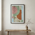 Sage Terracotta Geometric Abstract canvas wall art in a framed room setting