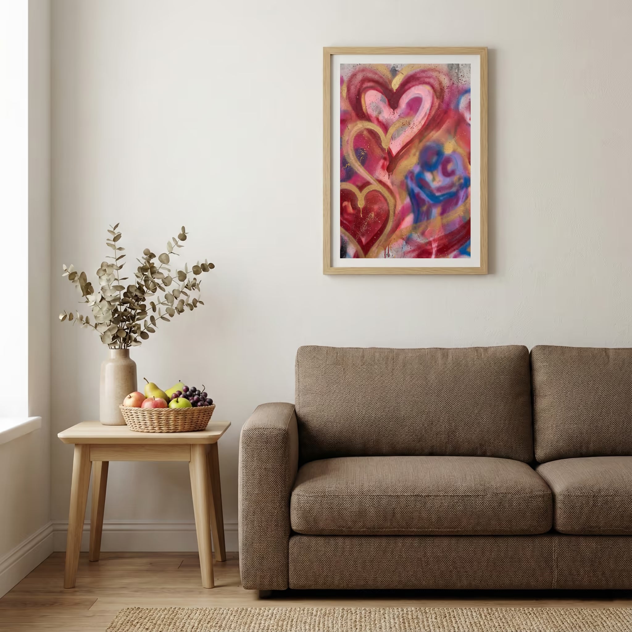 Pink Red Heart Wall Art canvas wall art — alternate b view