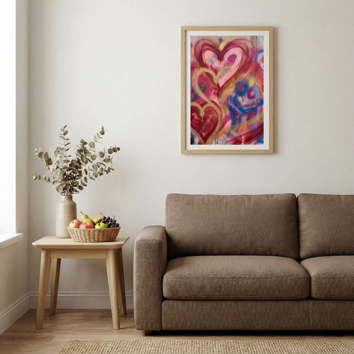 Pink Red Heart Wall Art canvas wall art — alternate b view