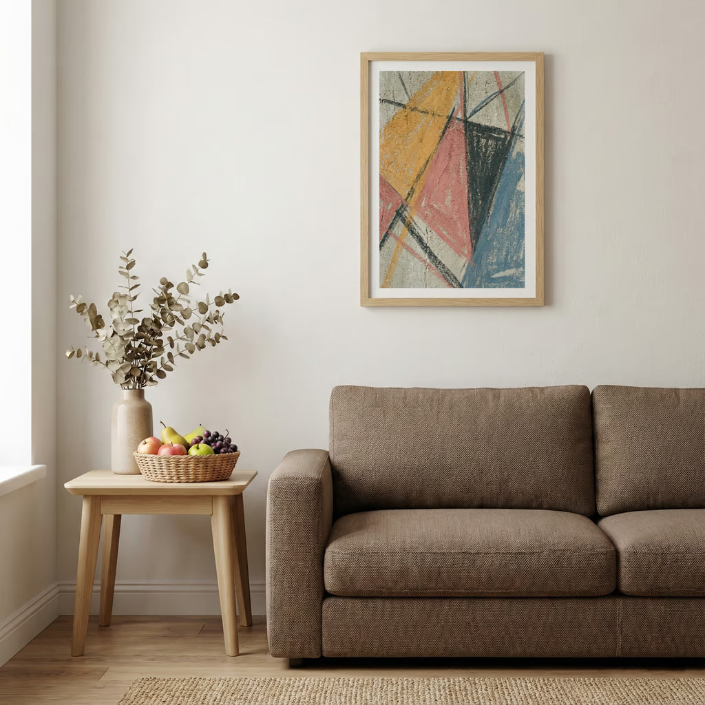 Terracotta Blue Geometric Abstract canvas wall art — alternate b view