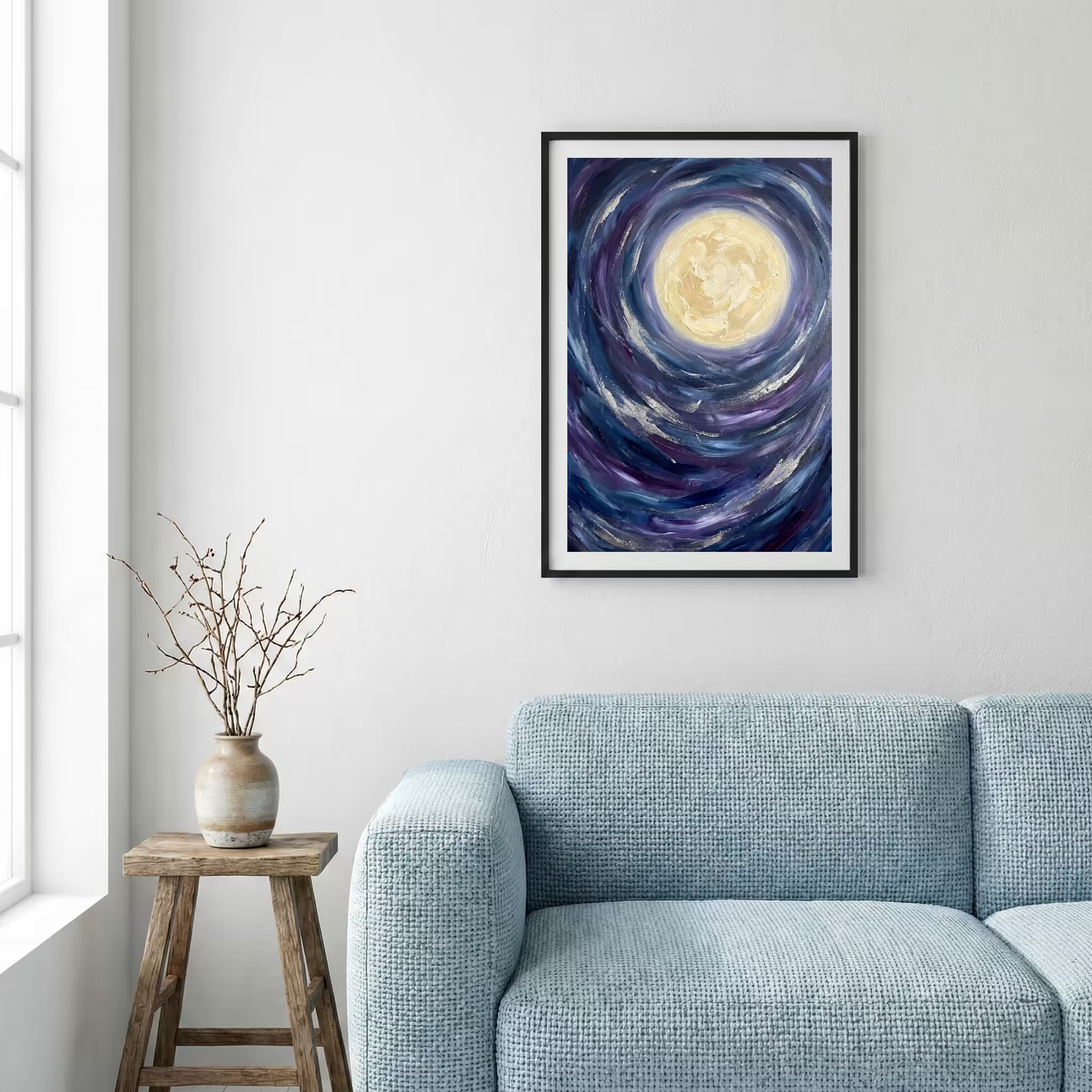 Blue Moon Swirl Abstract canvas wall art — alternate a view