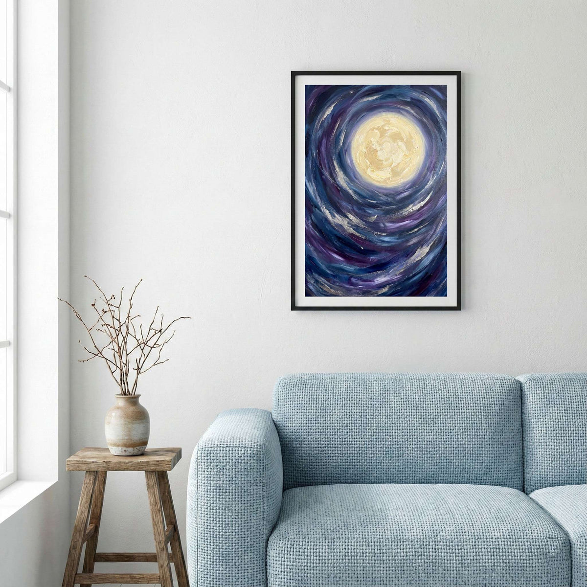 Blue Moon Swirl Abstract canvas wall art — alternate a view
