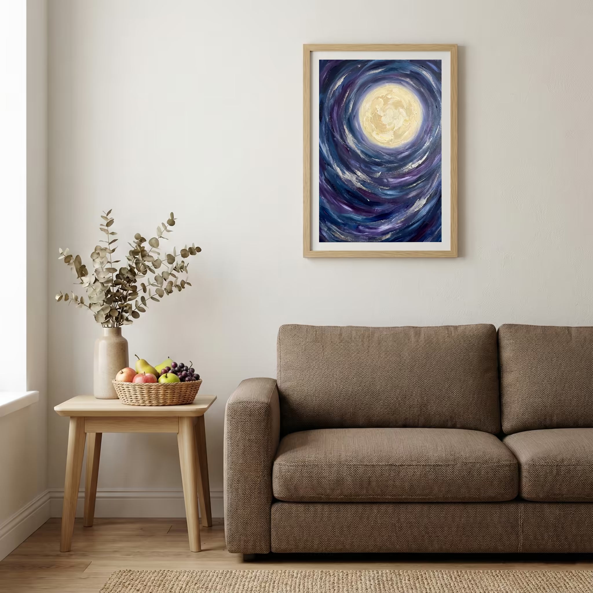 Blue Moon Swirl Abstract canvas wall art — alternate b view