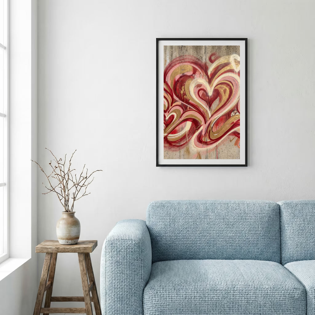 Red Cream Swirl Abstract canvas wall art — alternate a view