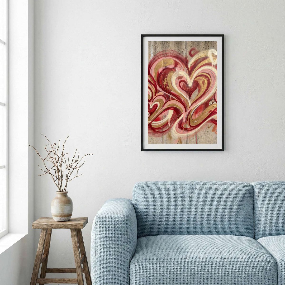 Red Cream Swirl Abstract canvas wall art — alternate a view