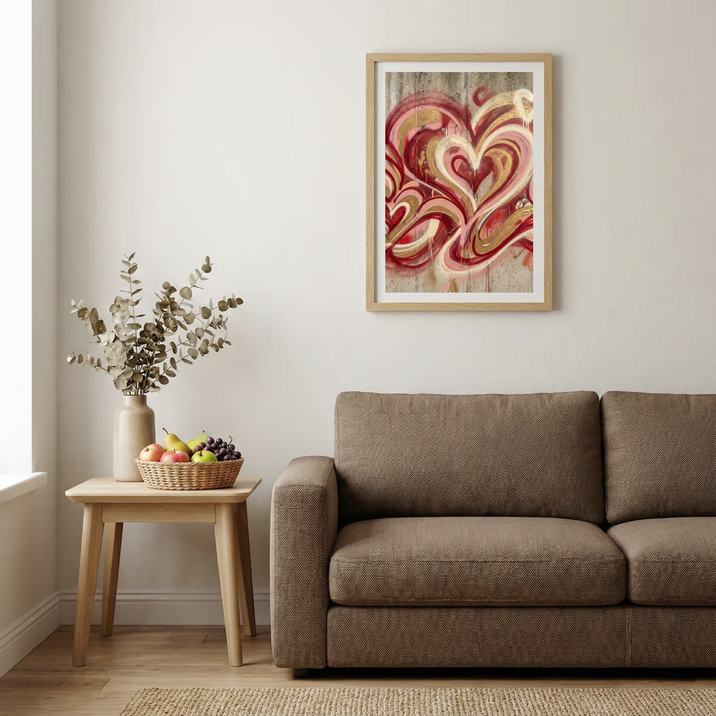 Red Cream Swirl Abstract canvas wall art — alternate b view