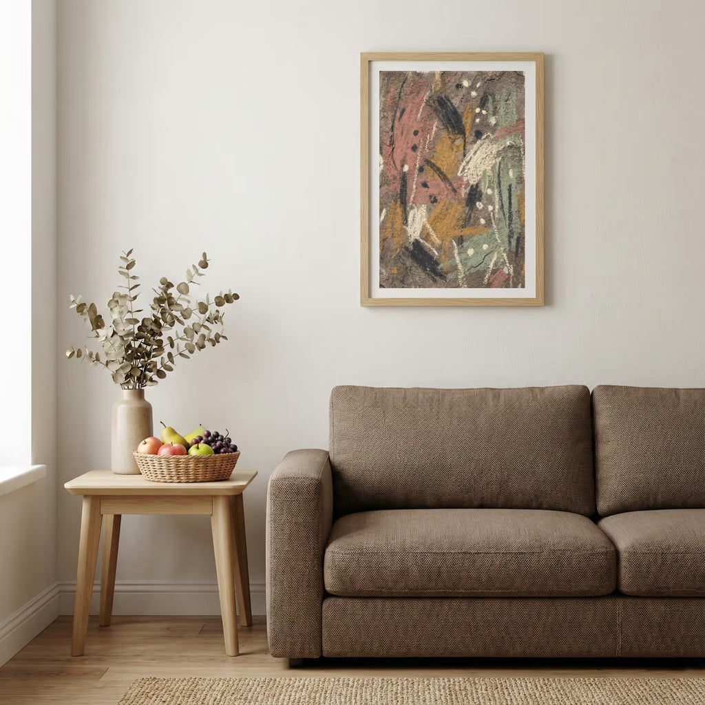 Earth Tone Expressive Abstract canvas wall art — alternate b view
