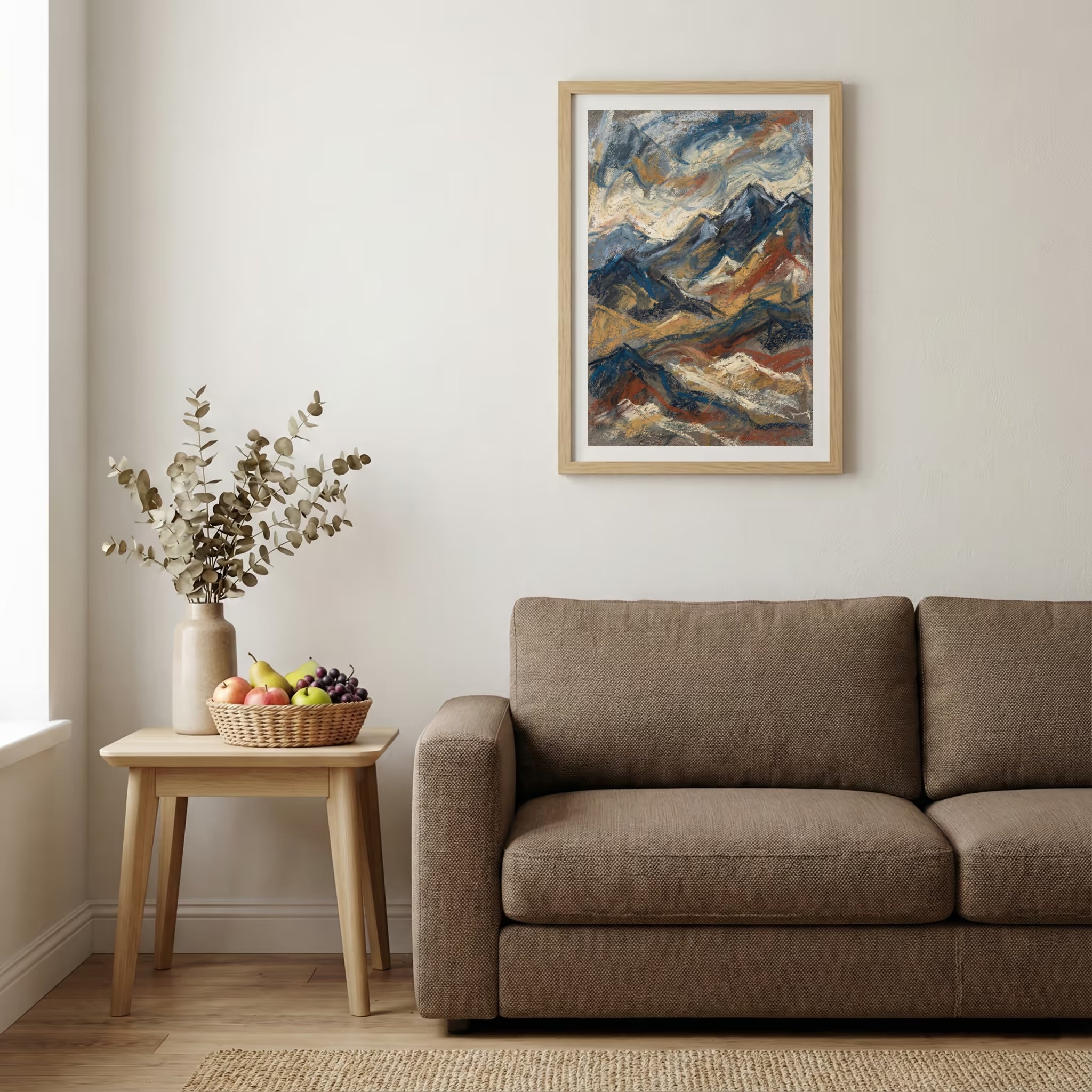Blue Gold Mountain Landscape Abstract canvas wall art — alternate b view