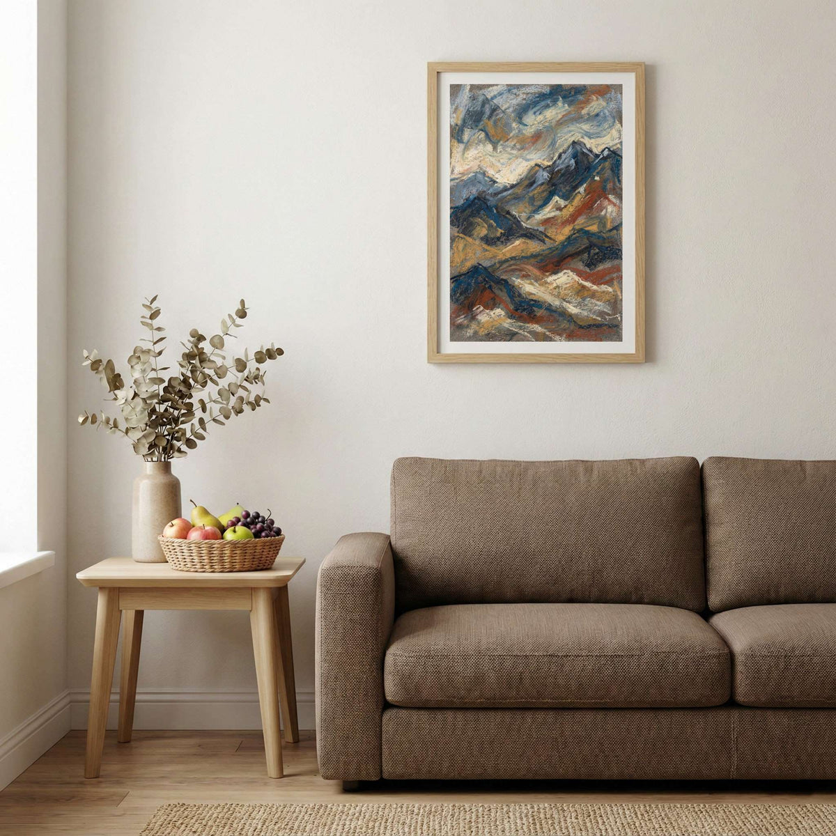 Blue Gold Mountain Landscape Abstract canvas wall art — alternate b view