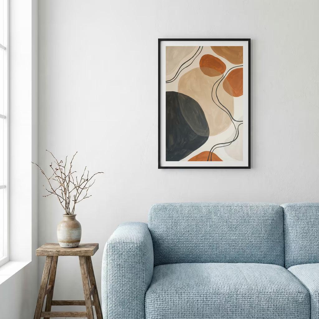 Terracotta Black Organic Abstract canvas wall art — alternate a view