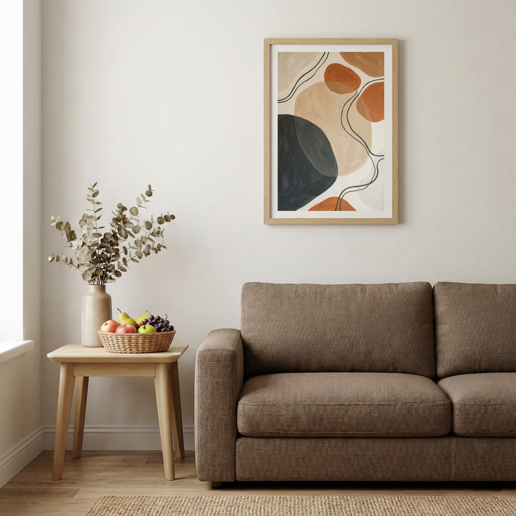 Terracotta Black Organic Abstract canvas wall art — alternate b view