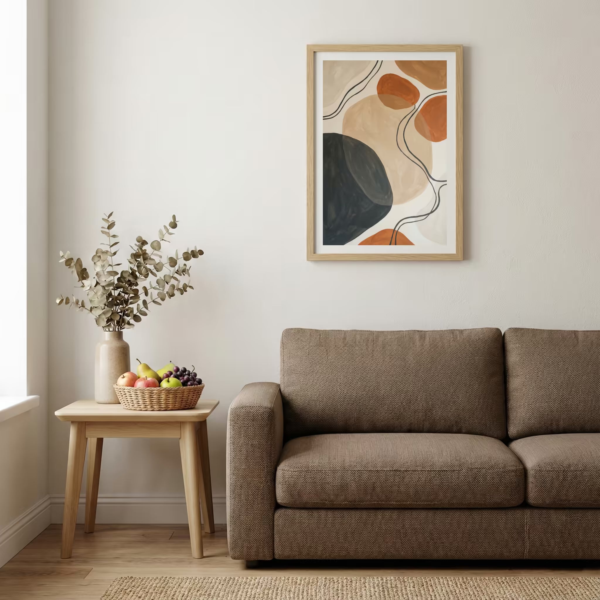 Terracotta Black Organic Abstract canvas wall art — alternate b view