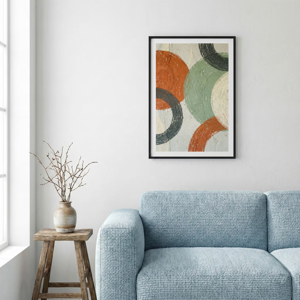 Terracotta Sage Geometric Abstract canvas wall art — alternate a view