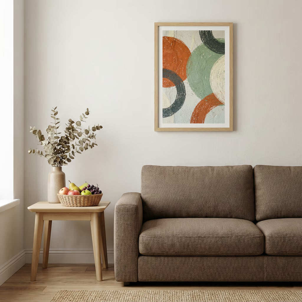 Terracotta Sage Geometric Abstract canvas wall art — alternate b view