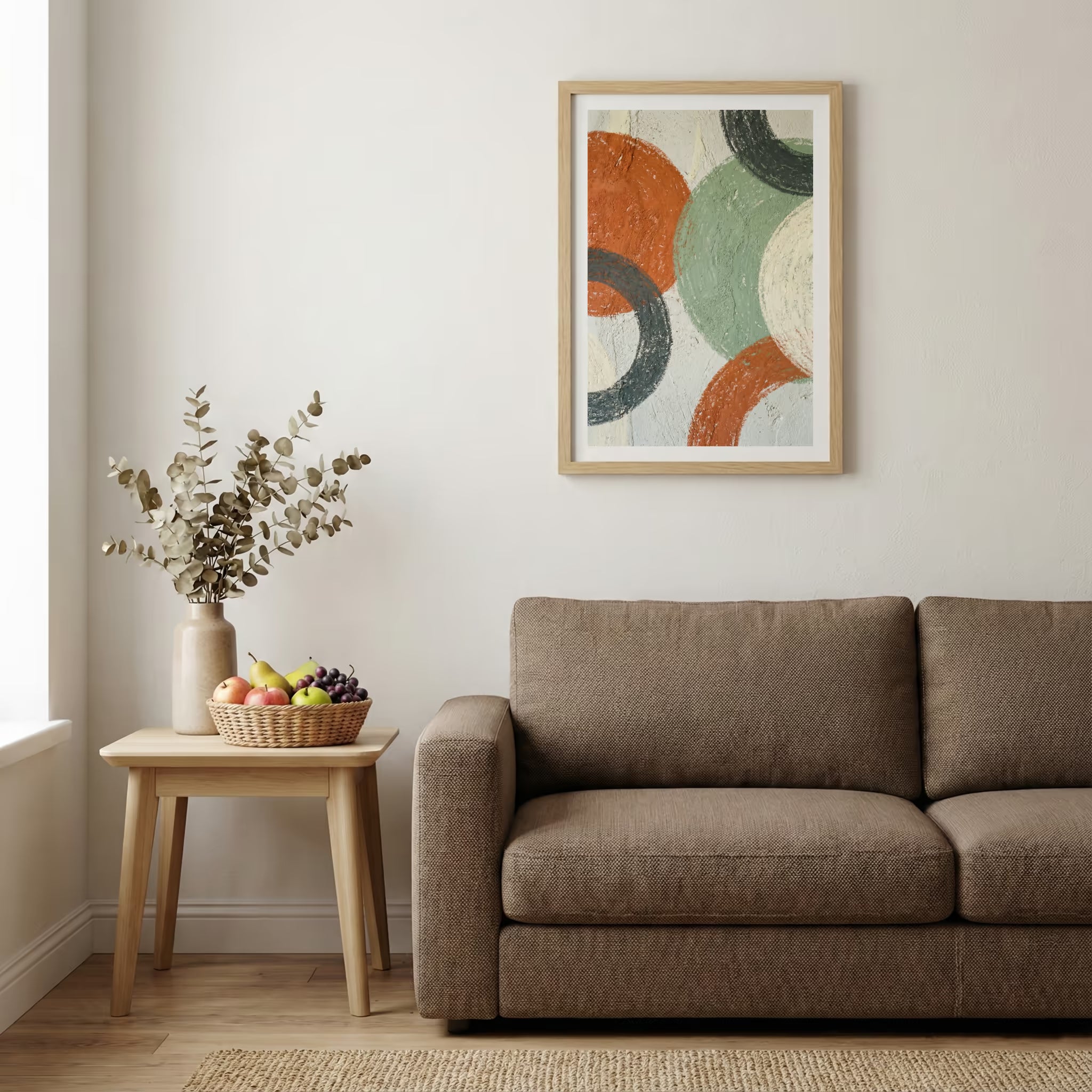 Terracotta Sage Geometric Abstract canvas wall art — alternate b view