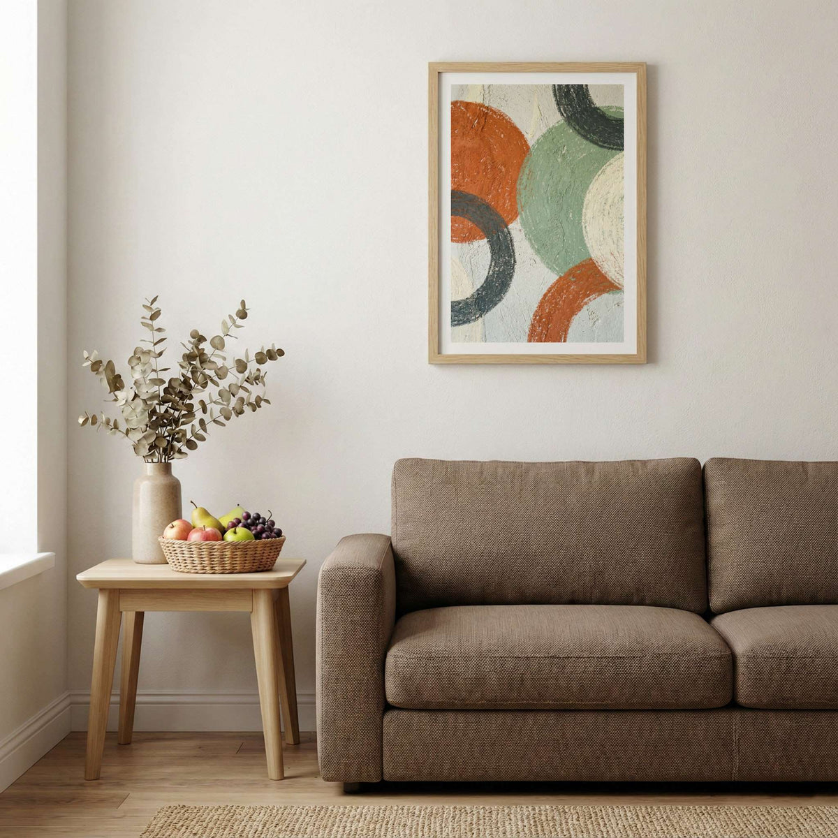 Terracotta Sage Geometric Abstract canvas wall art — alternate b view