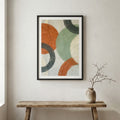 Terracotta Sage Geometric Abstract canvas wall art in a framed room setting