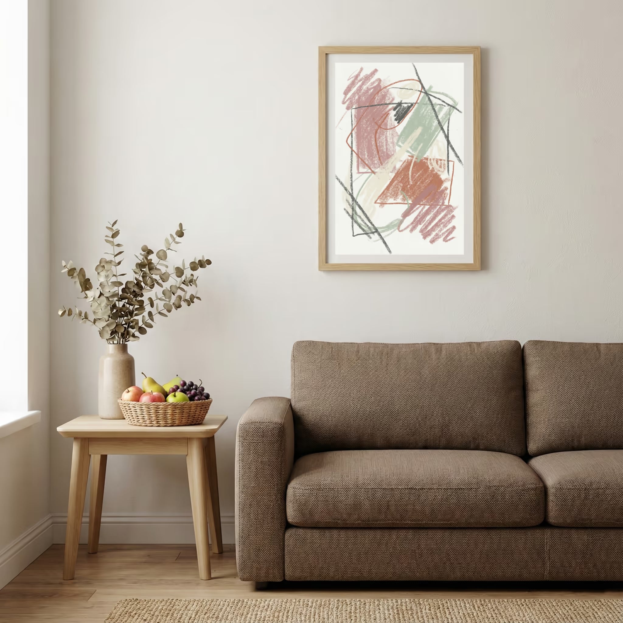 Blush Line Abstract canvas wall art — alternate b view