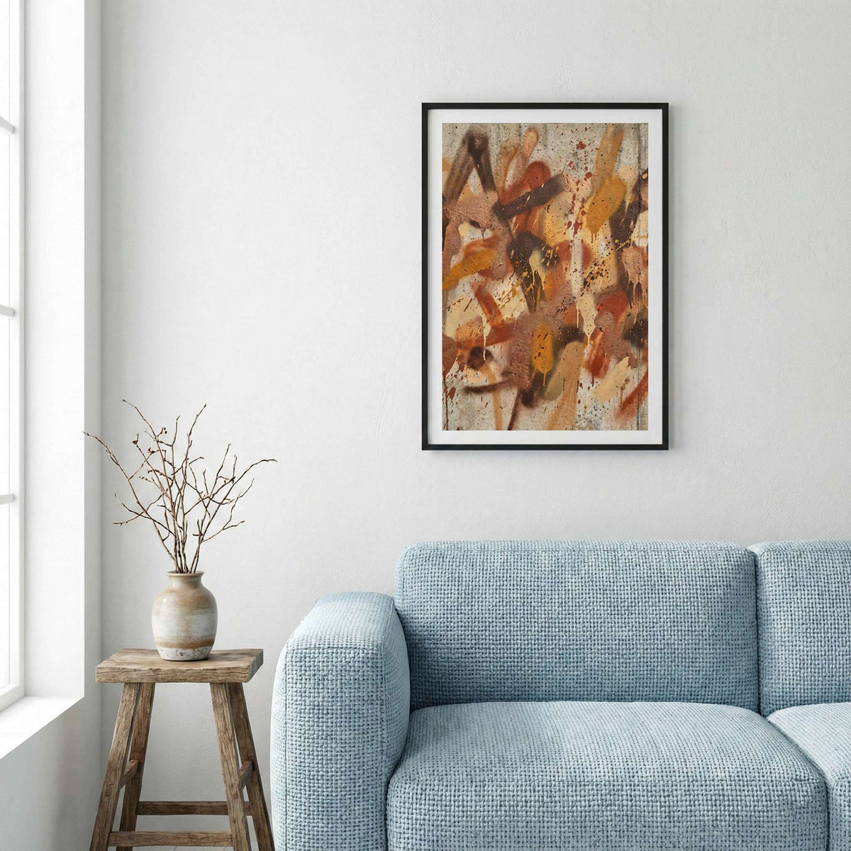 Orange Brown Expressive Abstract canvas wall art — alternate a view