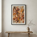 Orange Brown Expressive Abstract canvas wall art in a framed room setting