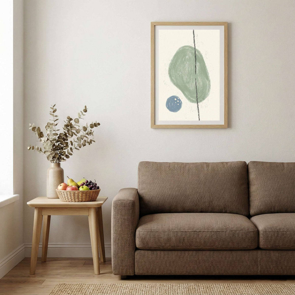 Sage Blue Organic Shape Abstract canvas wall art — alternate b view