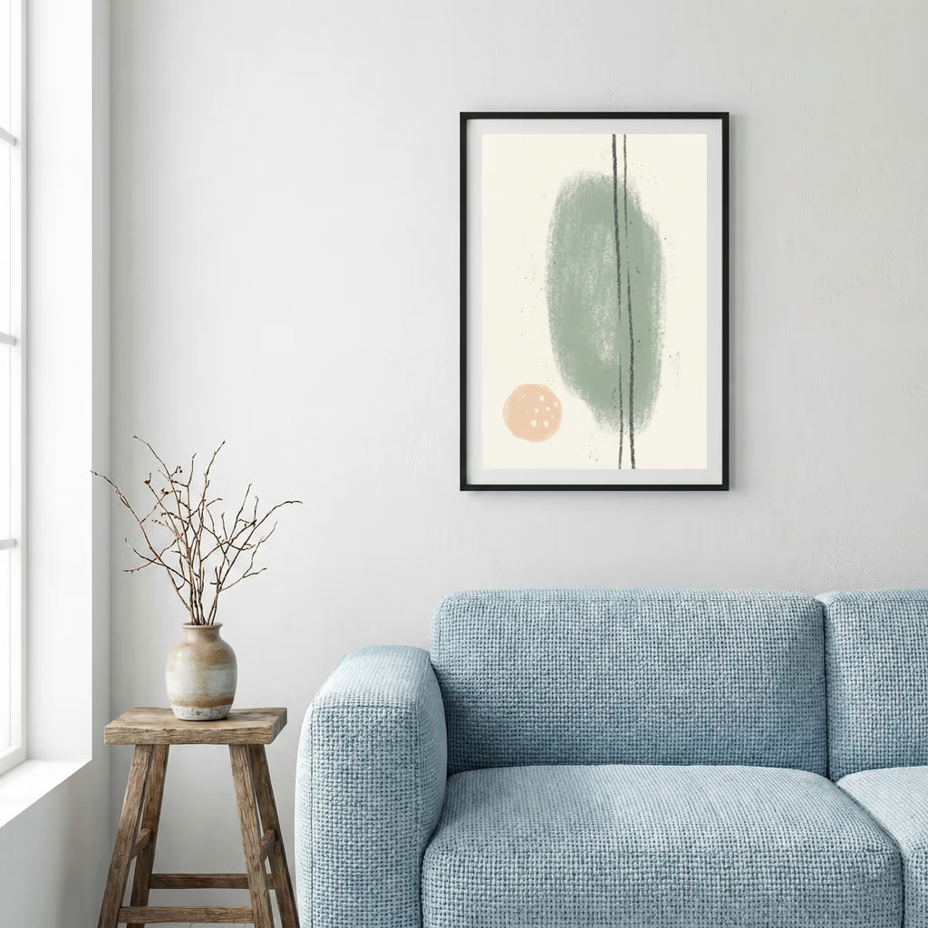 Sage Blue Organic Circle Abstract canvas wall art — alternate a view
