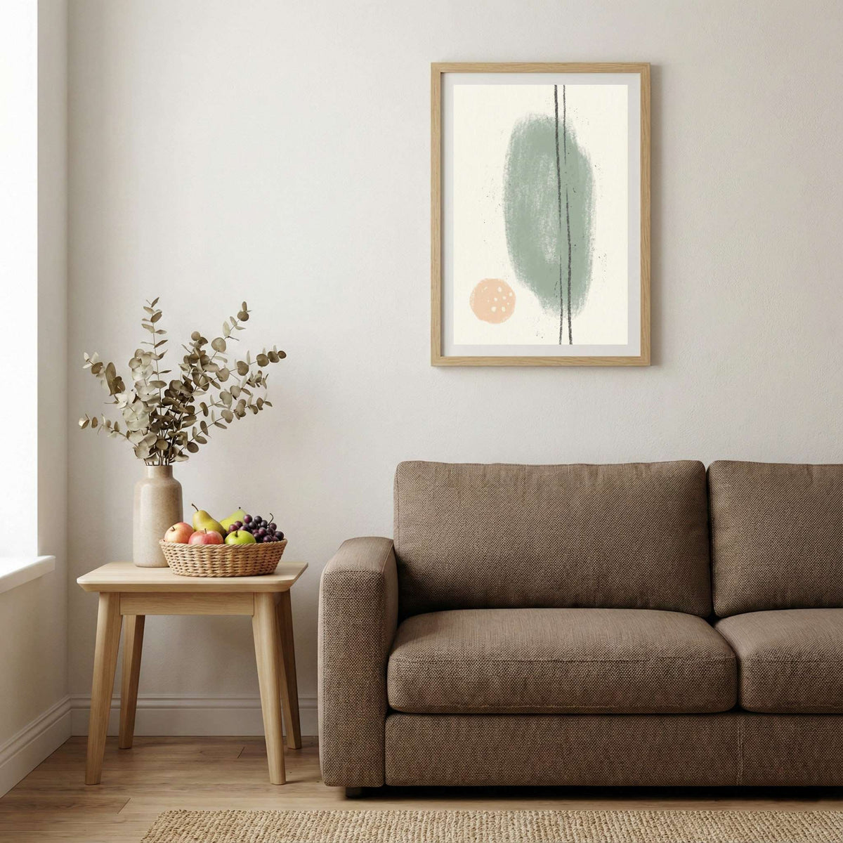 Sage Blue Organic Circle Abstract canvas wall art — alternate b view