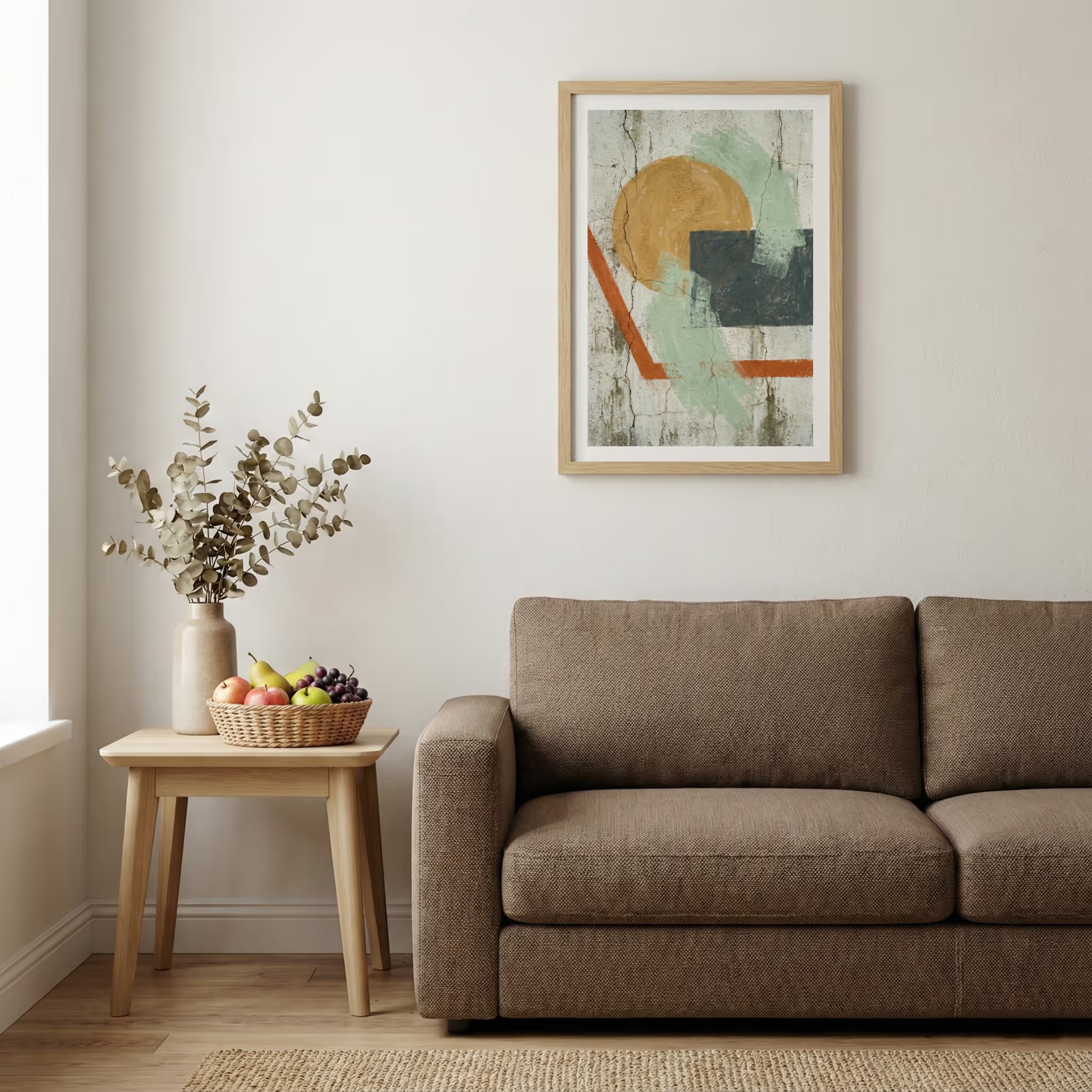 Ochre Sage Geometric Abstract canvas wall art — alternate b view