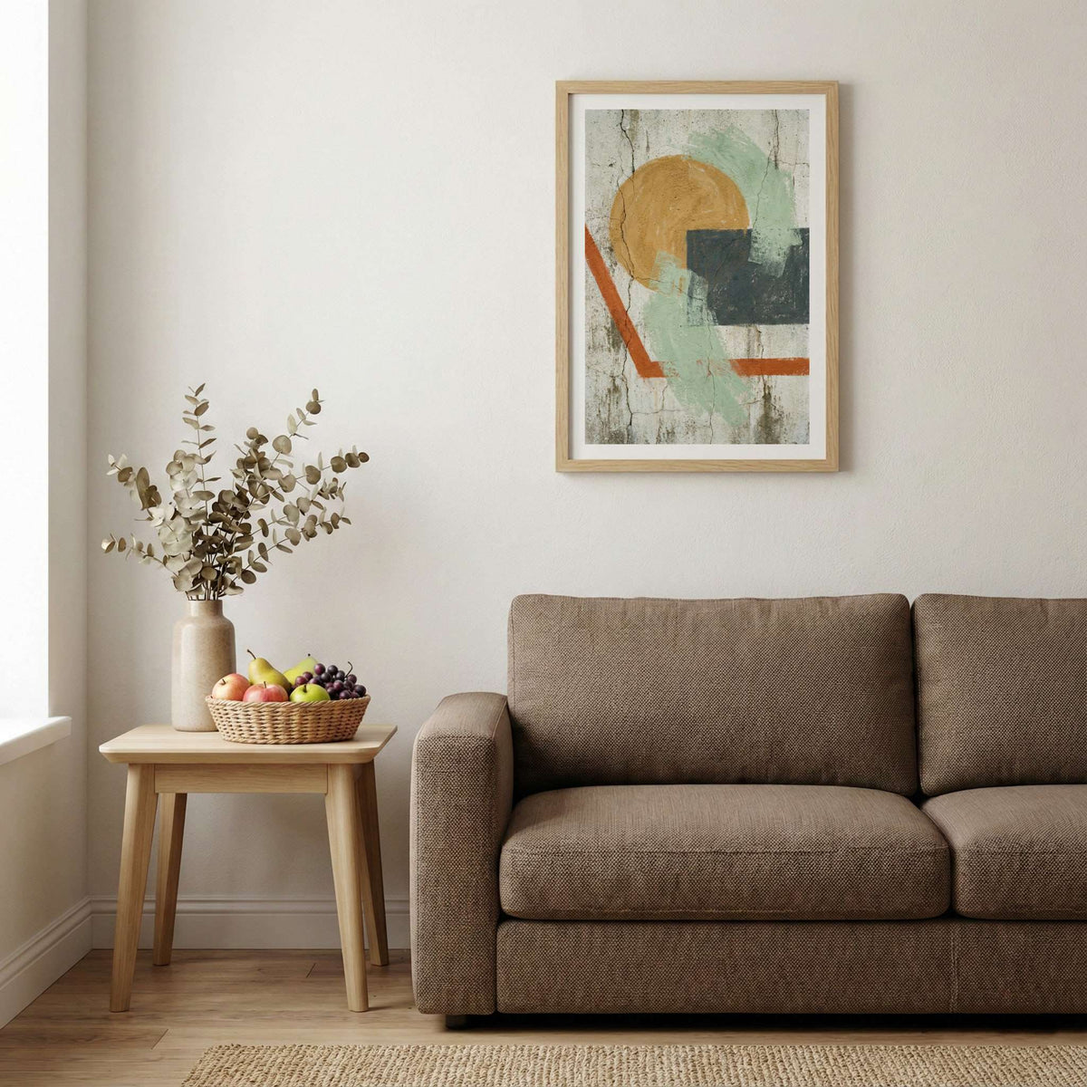 Ochre Sage Geometric Abstract canvas wall art — alternate b view